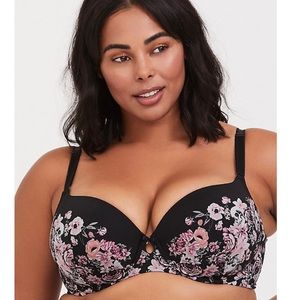 Torrid Black Floral Skull Lined T-Shirt Bra 40DD